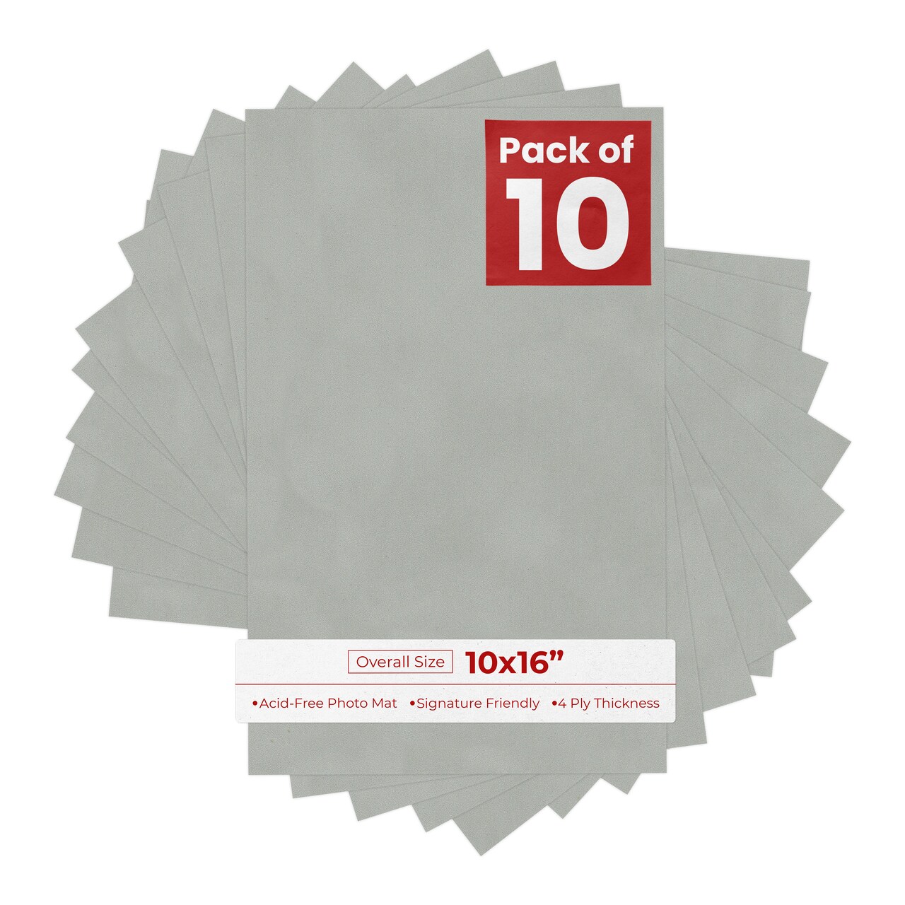 Light Grey Suede 10x16 Uncut Mat Board - Blank Sheets, No Opening